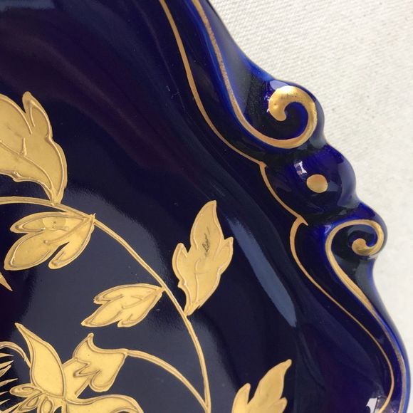 Vintage Ilmenau Echt Kobalt West German gilded indigo blue gold platter 1930s​ - Picture 9 of 13